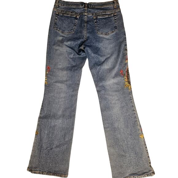 Vintage Willi Smith Embroidered Jeans Sz 8 Paisley Bootcut Y2K - Picture 7 of 9